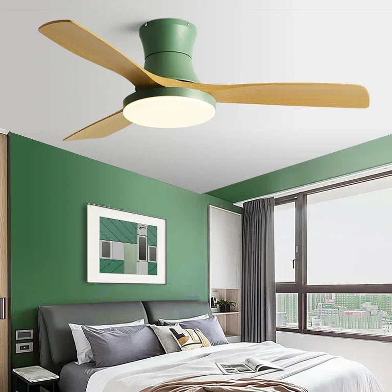 Afralia™ Low Profile Ceiling Fan Light with Black ABS Blades and Control - Indoor Use
