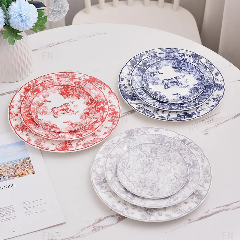 Afralia™ Jungle Bone China Dinner Plates, Dessert Tray, Snack Dish - Tableware Dinnerware