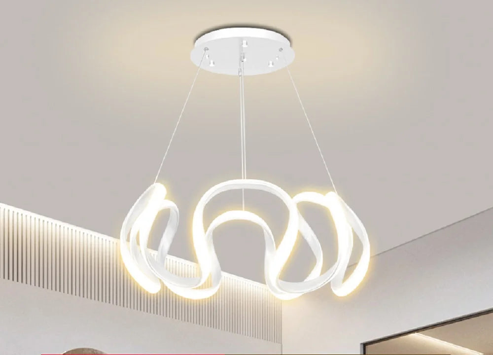 Afralia™ Nordic Twisted LED Chandelier Ceiling Lamp Modern Pendant Light