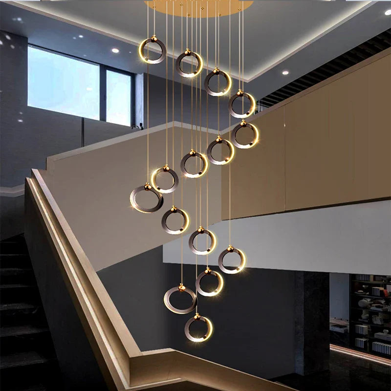 Afralia™ Crystal Chandelier Stair Pendant, Modern Living Room Lighting, Interior Home Decoration