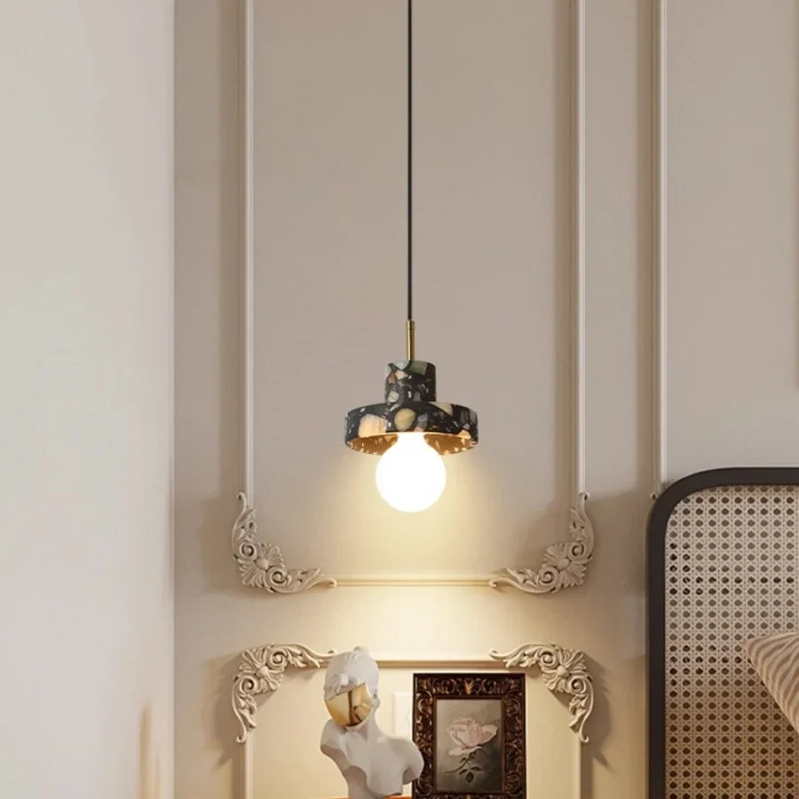 Afralia™ Terrazzo Stone LED Pendant Lights for Modern Home Decor