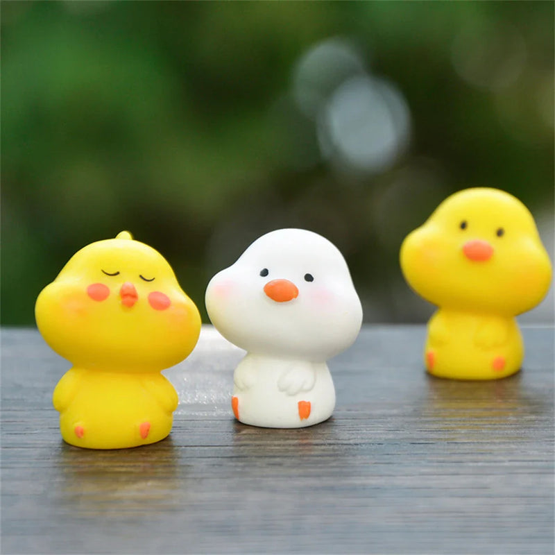 Afralia™ Mini White Yellow Chick Resin Fairy Garden Ornament for Doll House Decor