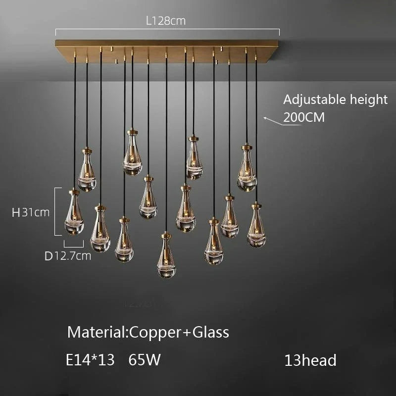 Afralia™ Waterdrop Glass Pendant Light: Modern LED, Lobby Accent for Home, Hotel, Staircase Decor