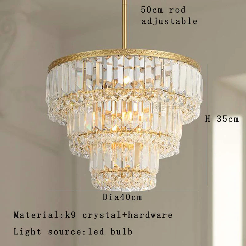 Afralia™ Luxury K9 Crystal Ceiling Pendant Light for Living Room Dining Decor