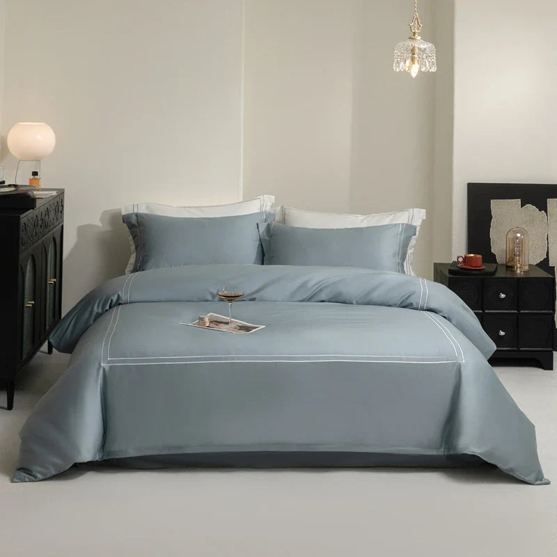 Afralia™ Luxury Solid Color Hotel Style Bedding Set with Egyptian Cotton Softness