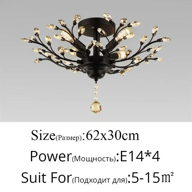 Afralia™ Nordic Crystal Chandelier: Retro Candle LED Pendant Lamps for Living Room