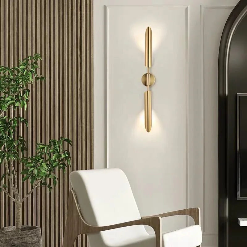 Afralia™ Golden Inclined Tube Wall Lamp for Modern Luxury Decor in Living Room