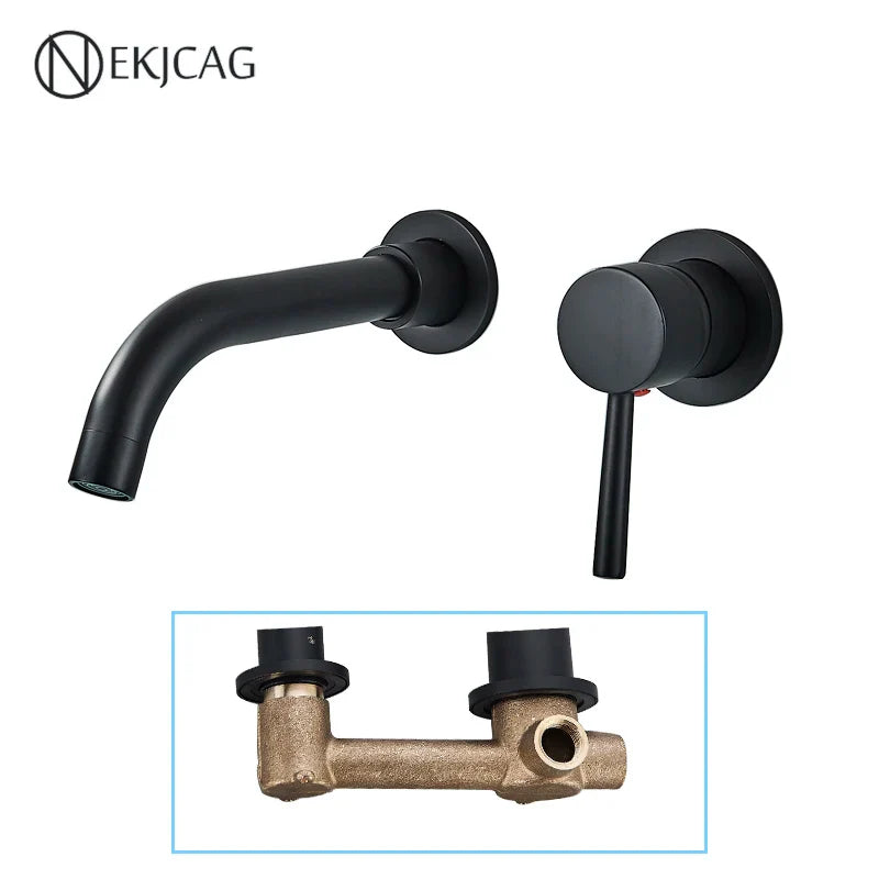 Afralia™ Matte Black Wall Mounted Wash Basin Faucet with Single Handle