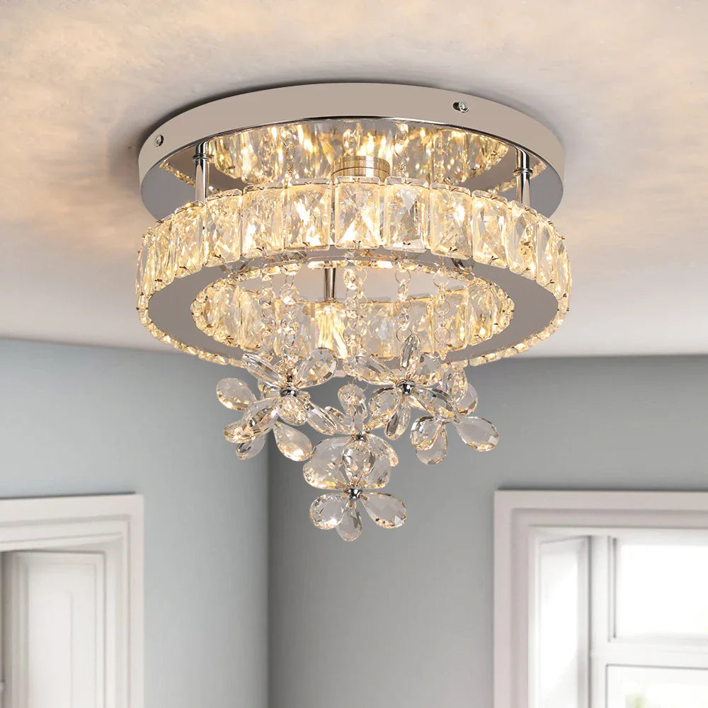 Afralia™ Crystal LED Ceiling Chandelier for Luxury Living Room Decor