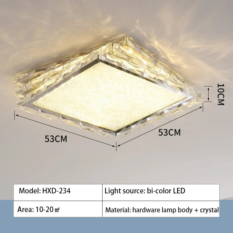 Afralia™ Crystal Ceiling Lamp: Modern Gold Light Luxury LED Square Chrome Indoor Lighting