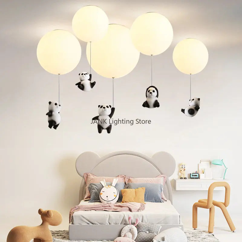 Afralia™ Kids Cartoon Panda Polar Bear Ceiling Light Chandelier for Boys and Girls' Bedroom