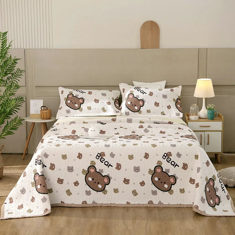 Afralia™ Cotton Double Bedspread Set with Floral Design for Healthy Home Bed Decor