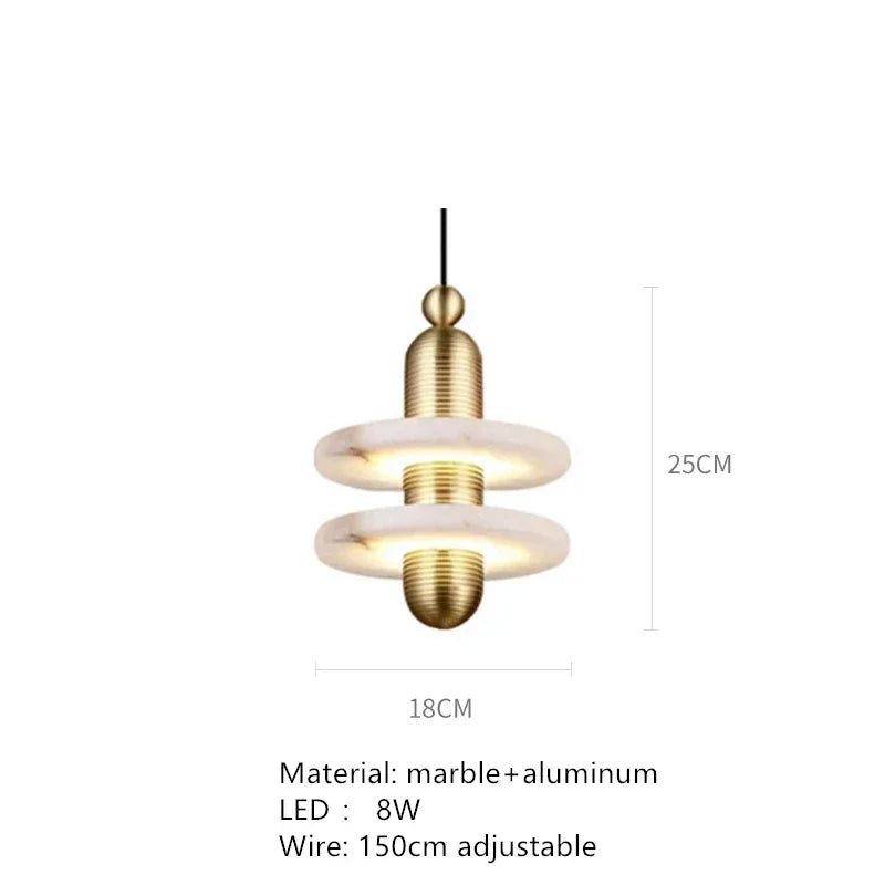 Afralia™ Marble LED Pendant Lights: Gold Black Aluminum, Adjustable Cord, Dinging Room, Bedside Hang Lamp