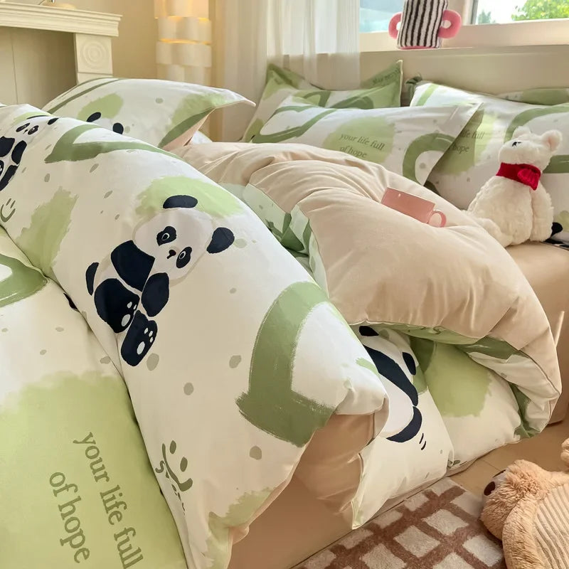 Afralia™ Fashion Flower Print Cotton Duvet Cover Set for All Seasons