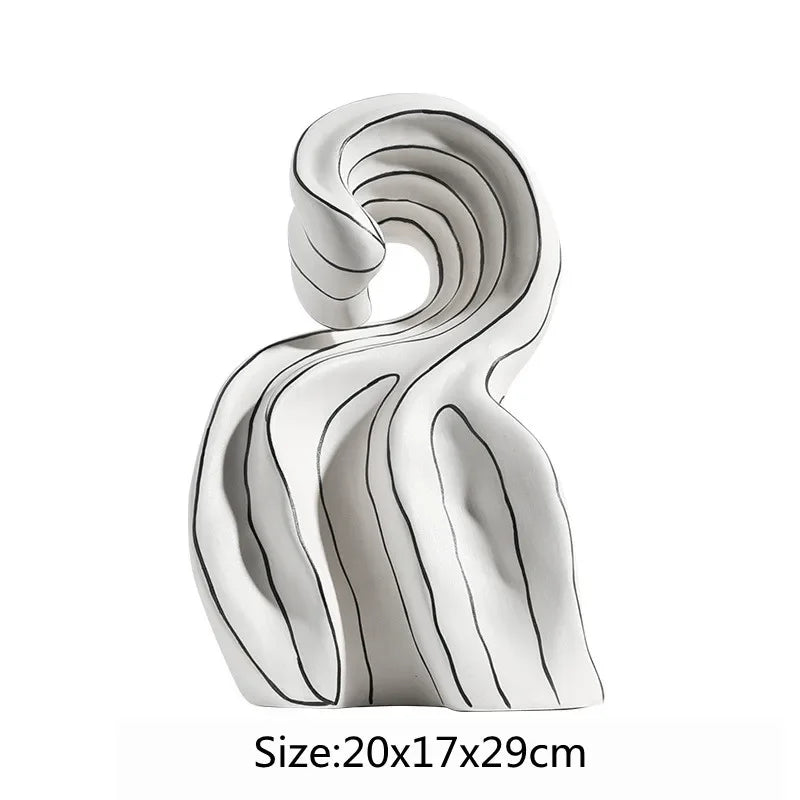 Afralia™ Ceramic Curl Sculpture Decor Modern Porcelain Figurine Room Decoration