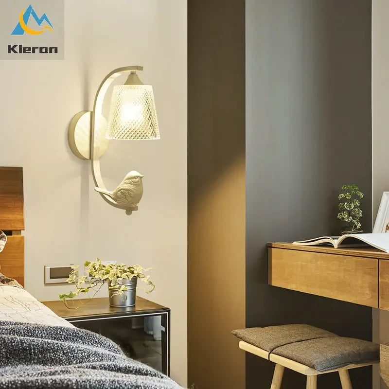 Afralia™ Nordic Bird LED Wall Lamp for Children's Room and Bedroom