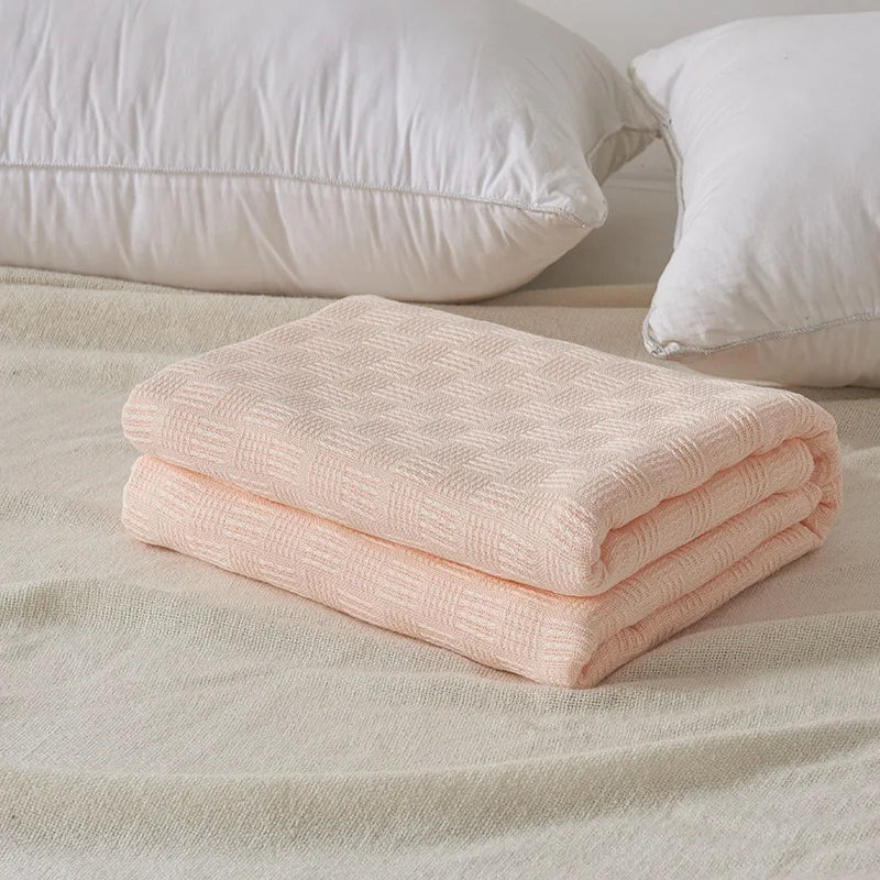 Afralia™ Cotton Waffle Towel Quilt Single Blanket for Office & Picnics
