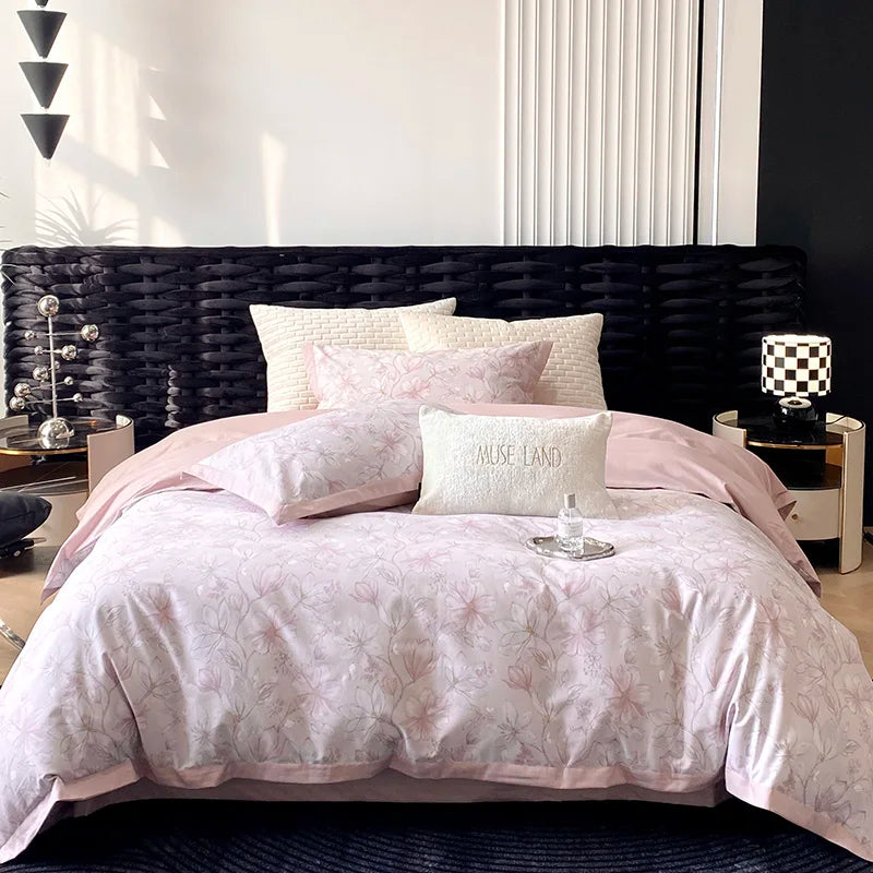 Afralia™ Egyptian Cotton Bedding Set: Queen King Ru Size Print Duvet Cover Sheet Pillowcase