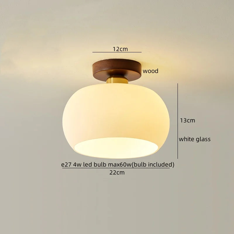 Afralia™ Glass LED Ceiling Lamp Copper Walnut Modern Living Room Lighting Fixtures