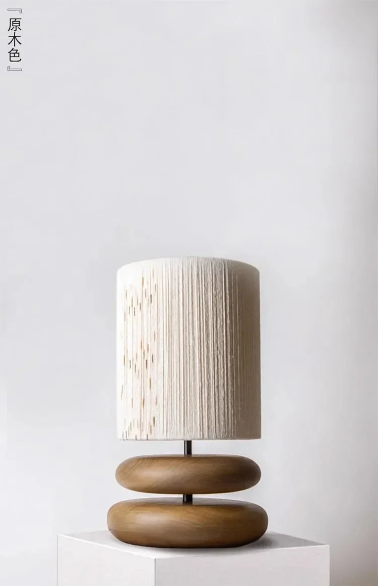 Afralia™ Walnut Wood Color Bedside Table Lamp - Solid Wood Living Room Study Retro Square Lamp