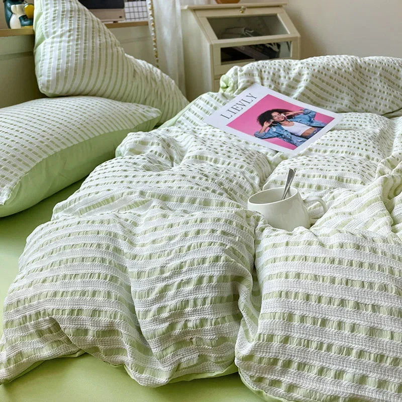 Afralia™ Pure Cotton Jacquard Comforter 4-Piece Bedding Set: Soft, Breathable, Skin-Friendly Quality