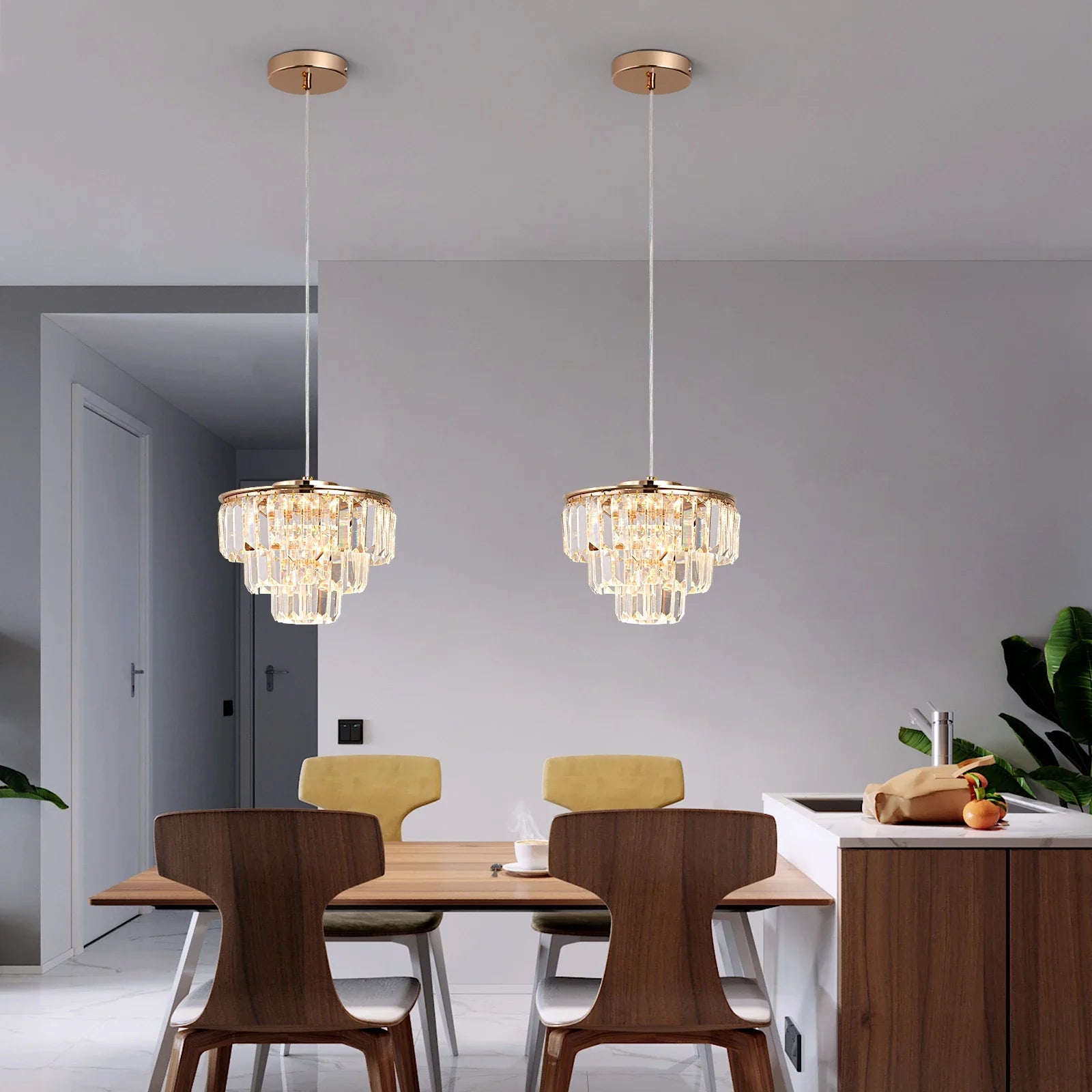 Afralia™ Crystal LED Ceiling Chandelier for Kitchen Island, Living Room, Dining Room Lighting