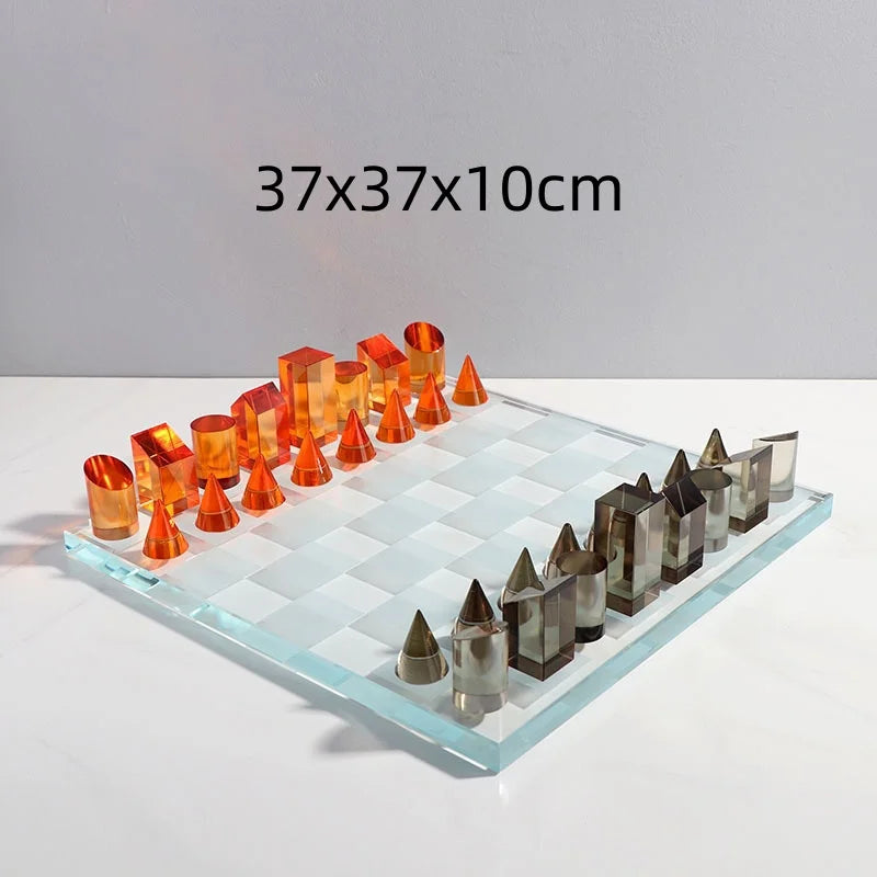 Afralia™ Geometric Crystal Chessboard: Transparent Chess Set Home Decor & Figurines