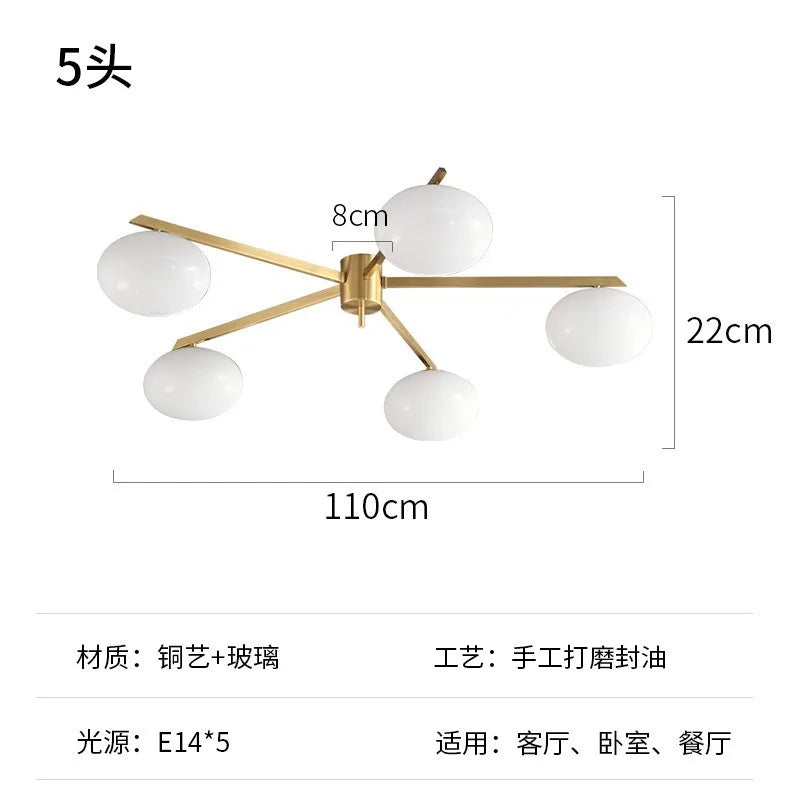 Afralia™ Black/Gold Lustre Copper Ceiling LED Modern Light Fixture for Living Room/Kitchen/Balcony