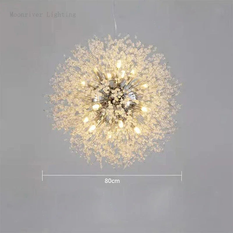 Afralia™ Luxury Crystal Dandelion Chandelier for Modern Living Room, LED Pendant Light
