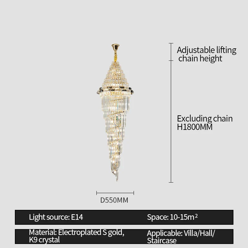 Afralia™ Modern Crystal Duplex Villa Chandelier for Luxury Living Room