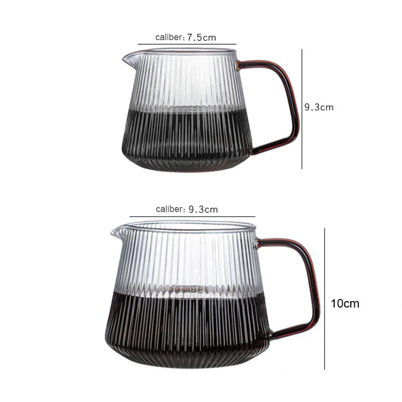 Afralia™ Striped Glass Coffee Kettle V-shaped Spout Teapot 350ml/500ml Practical Coffeeware