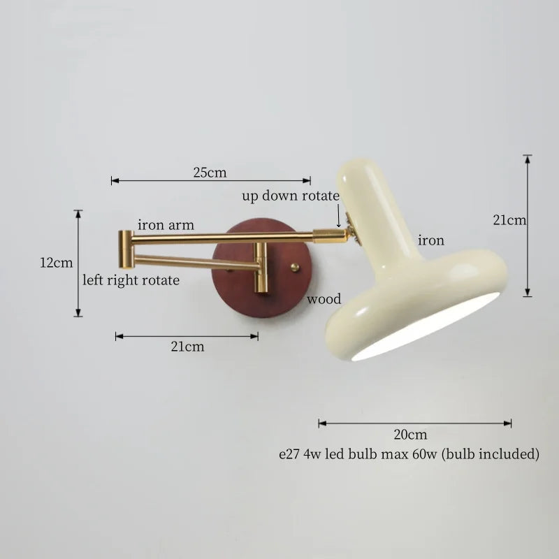 Afralia™ Swing Arm Iron LED Wall Lights, Vintage Style for Living Room, Bathroom, Bedroom