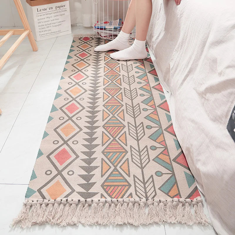 Afralia™ Soft Weave Tassels Bedside Rug, Anti-Slip Living Room Carpet