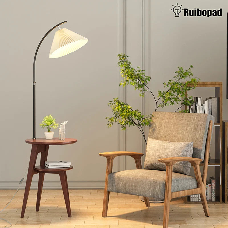 Afralia™ Nordic Wooden LED Corner Floor Lamp for Bedroom and Living Room