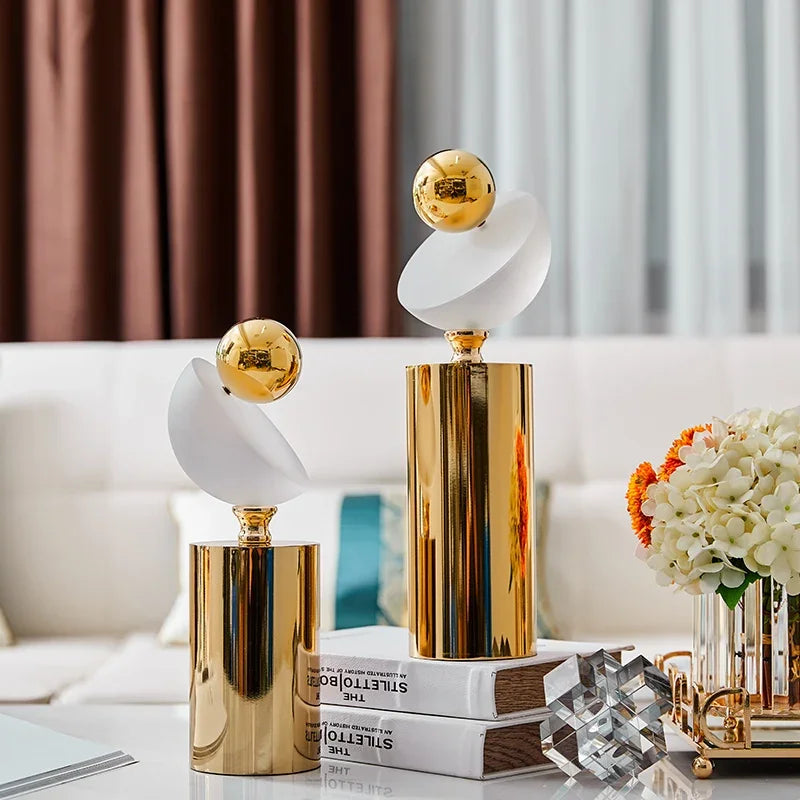 Afralia™ Geometric Golden Ball Frosted Glass Ornament Home Decor