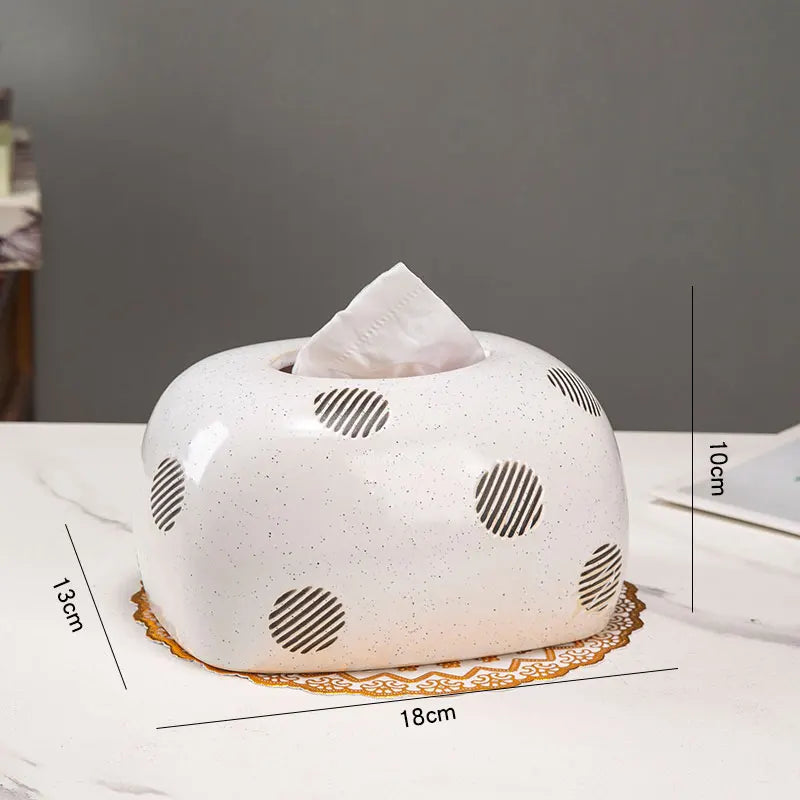 Blue and White Porcelain Tissue Box by Afralia™: Ceramic Desk Decor & Paper Towel Case