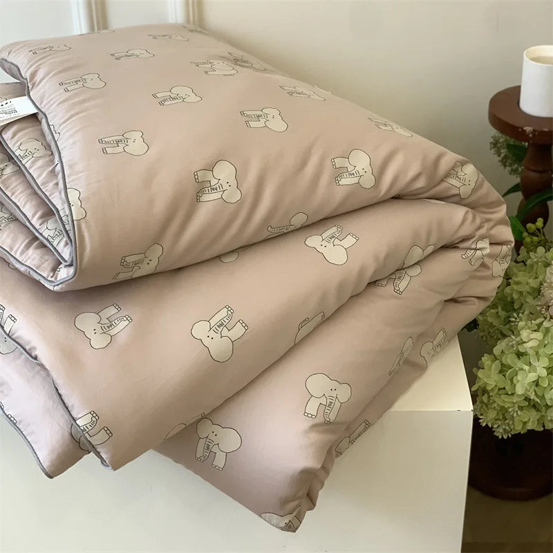 Afralia™ Soft Silky Soybean Fiber Quilt Core Comforter for Single/Double Bed