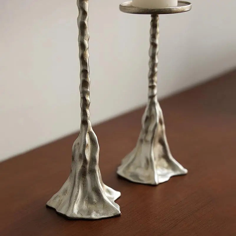 Afralia™ Metal Silver Candlestick Light for Luxury Porch Decor