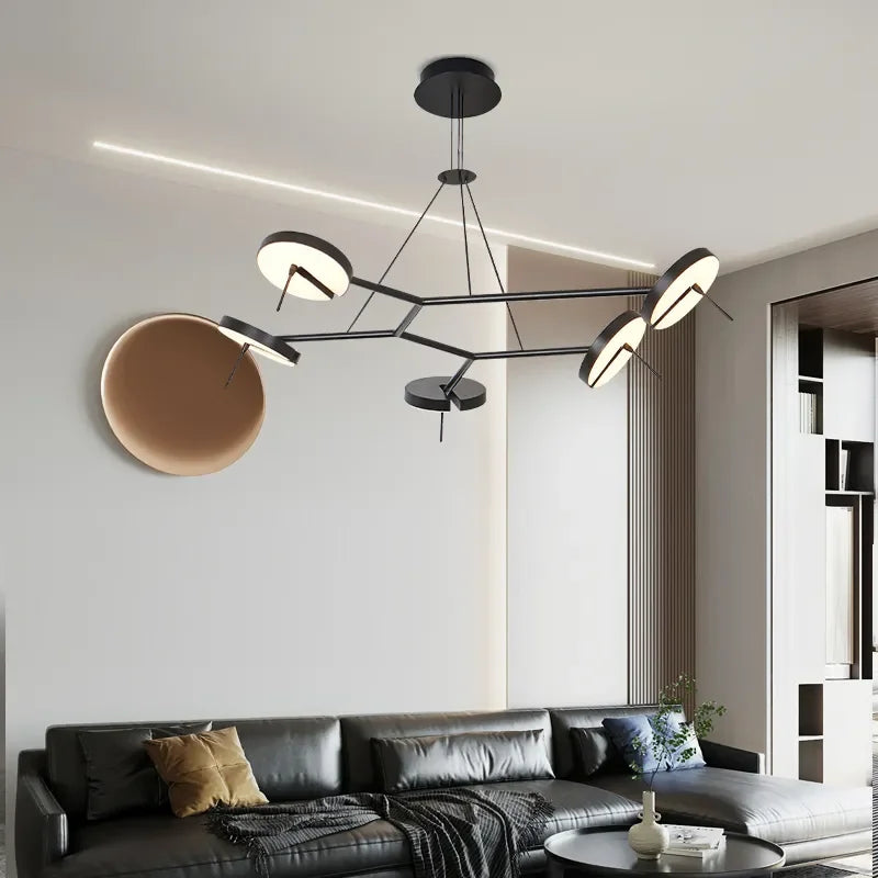 Afralia™ Nordic Black Ceiling Chandelier for Home Decor & Restaurant Lighting