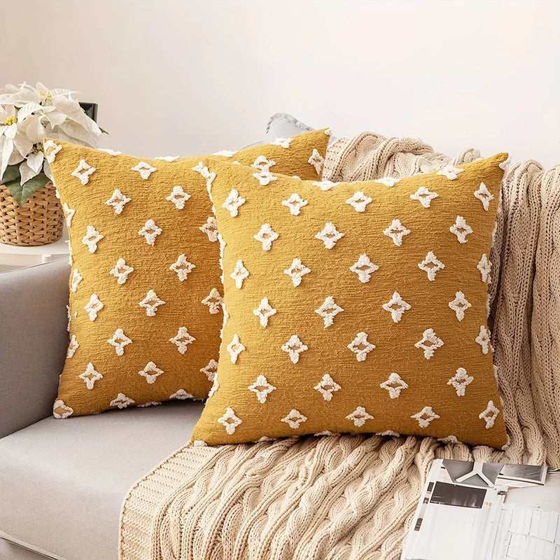 Afralia™ Yellow Star Cushion Cover - 45*45 Cotton Throw Pillow Case