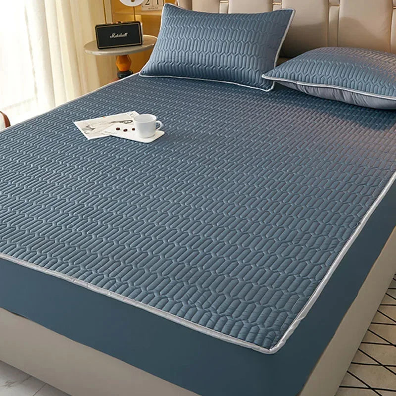 Afralia™ Cooling Latex Fitted Sheet Set: Soft 3-Layer Mattress Protector for Hot Sleepers