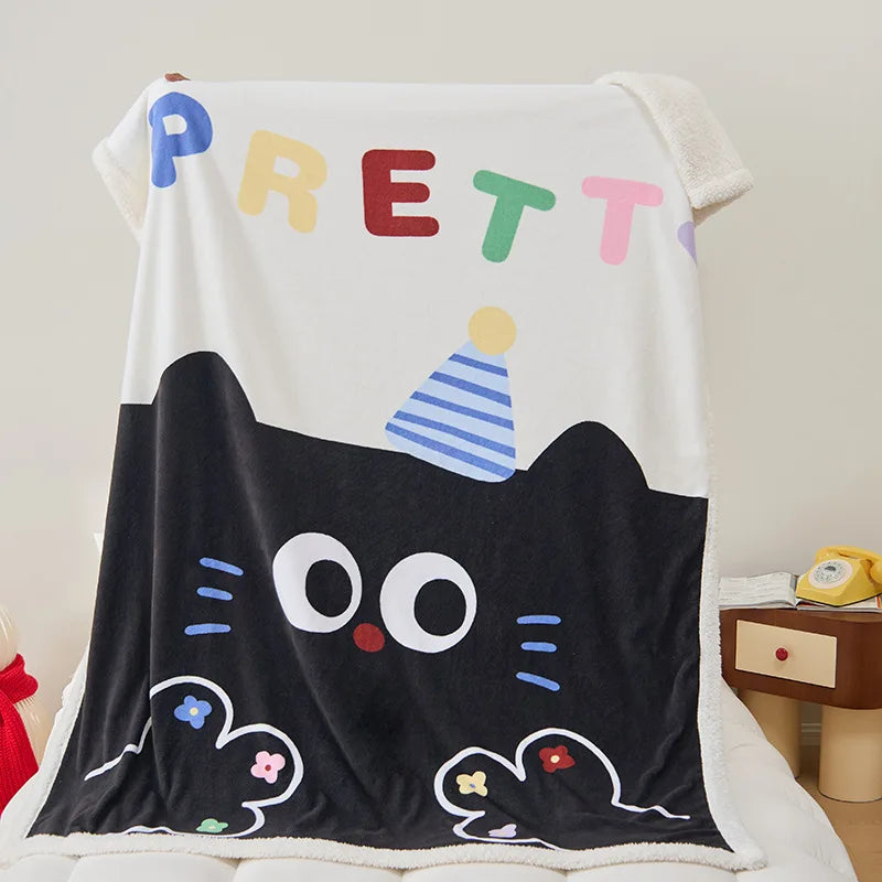 Afralia™ Lamb Fleece Cute Printed Blanket: Soft & Warm Double-Sided Throw Blanket