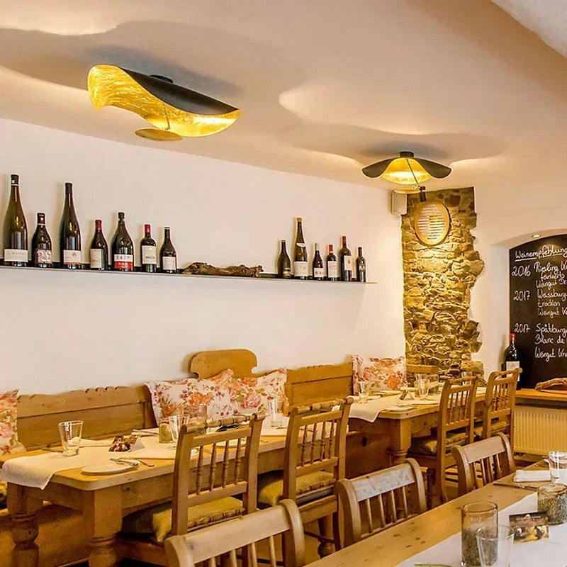 Afralia™ Lotus Leaf LED Ceiling Chandelier Black/White Indoor Lighting