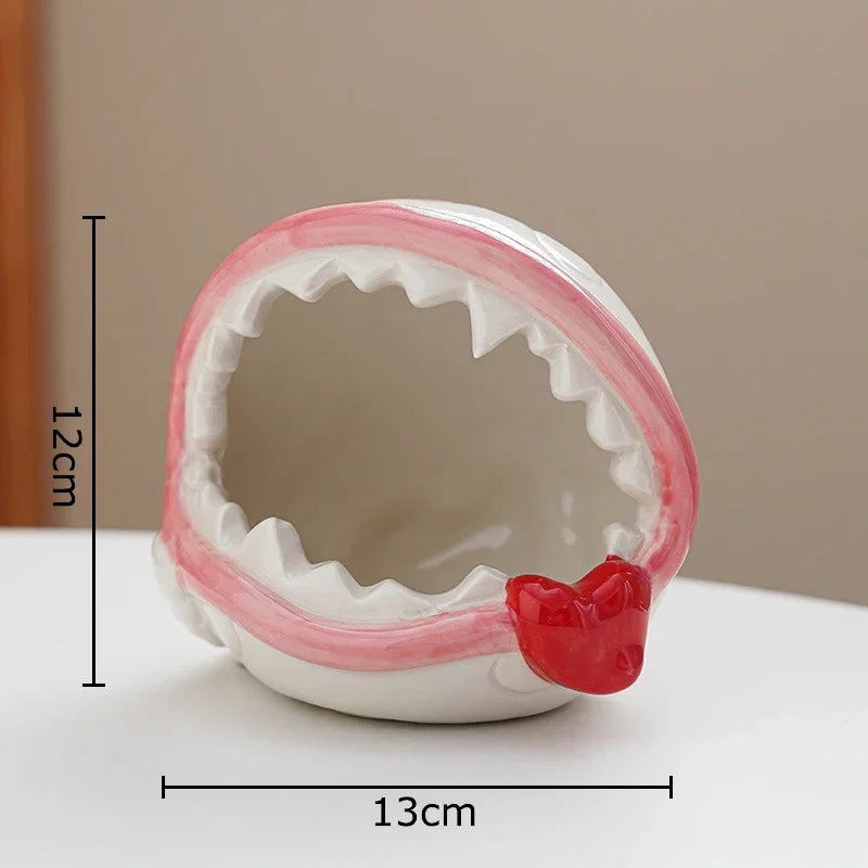 Afralia™ Man-eating Plant Ceramic Ash Tray for Office Desktop and Gift