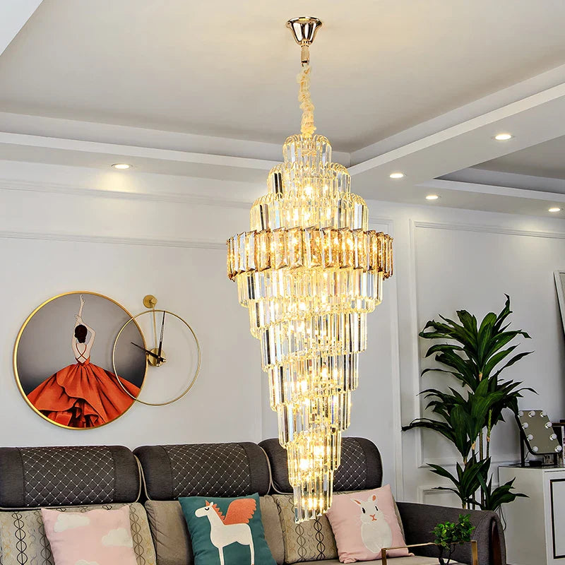 Afralia™ Crystal Spiral Chandelier for Luxury Spaces