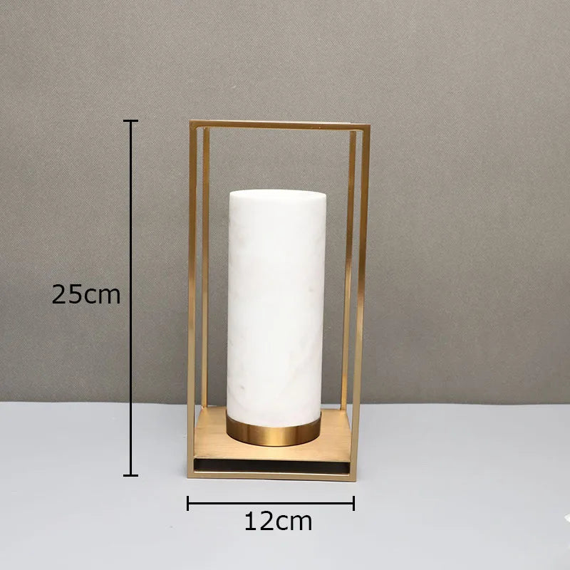 Afralia™ Marble Vase: Golden Frame, Floral Desk Decor, Elegant Room Ornaments