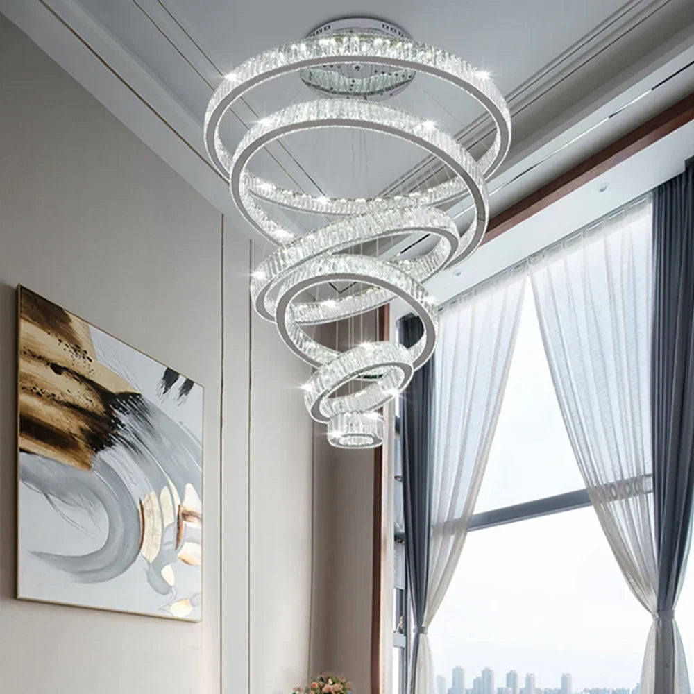 Afralia™ Crystal Ring LED Chandelier: Luxury Modern Ceiling Lighting for Stair, Dining, Bedroom.
