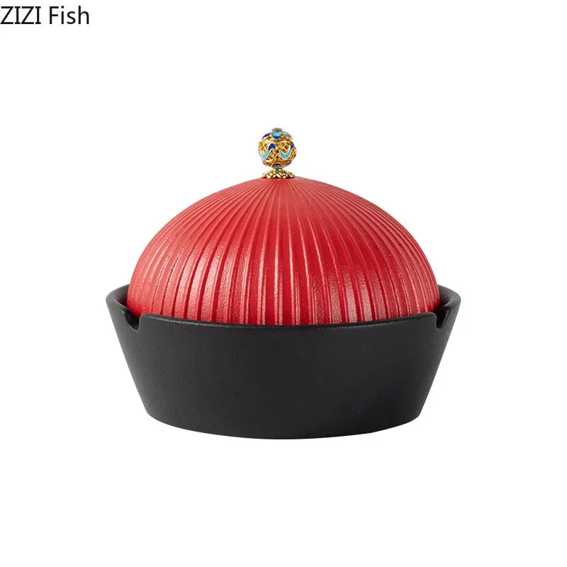 Afralia™ Official Ceramic Ashtray with Lid - Windproof Tabletop Smoking Accessories Gift