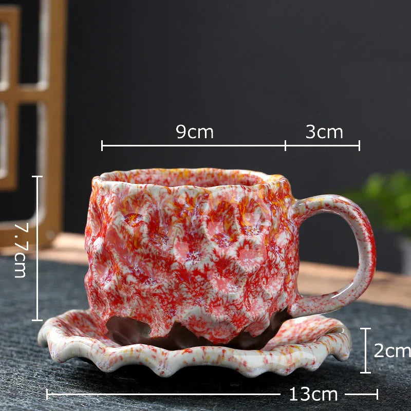Afralia™ Hammer Pattern Porcelain Mugs, Set of 2