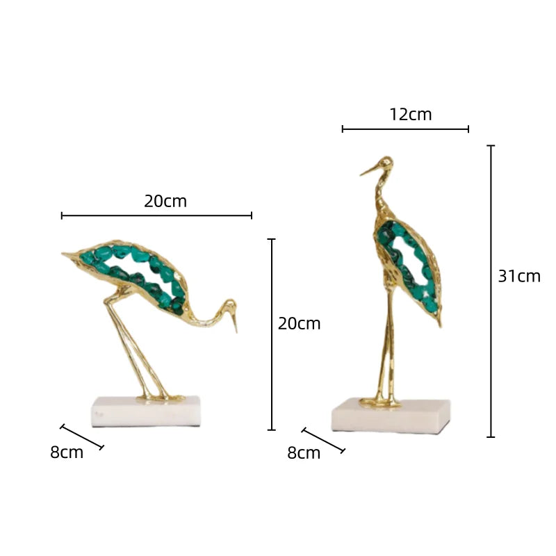 Afralia™ Crystal Crane Sculpture: Green Gem Bird Figurine for Home Decor